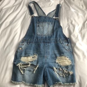 Forever 21 Distressed Overalls